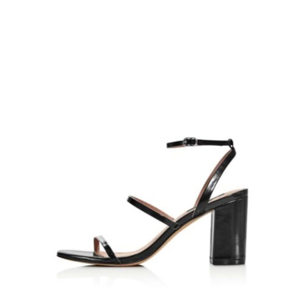 AQUA Womens Black Padded Strappy Maika Square Toe Block Heel Buckle Sandals 10 M